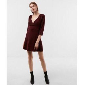 LIKE NEW EXPRESS Wire V, Fit & Flair Plum Dress